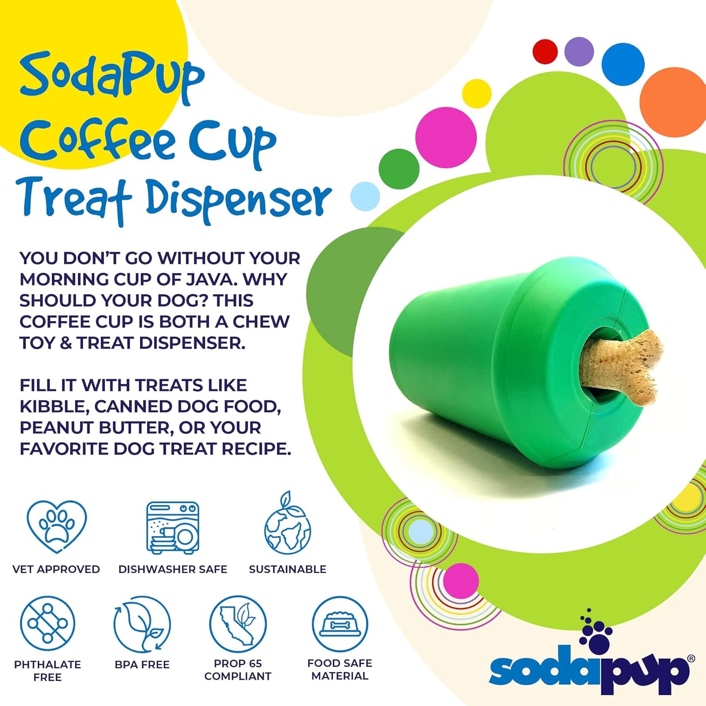 Sodapup Coffee Treat Dispenser & Chew Toy